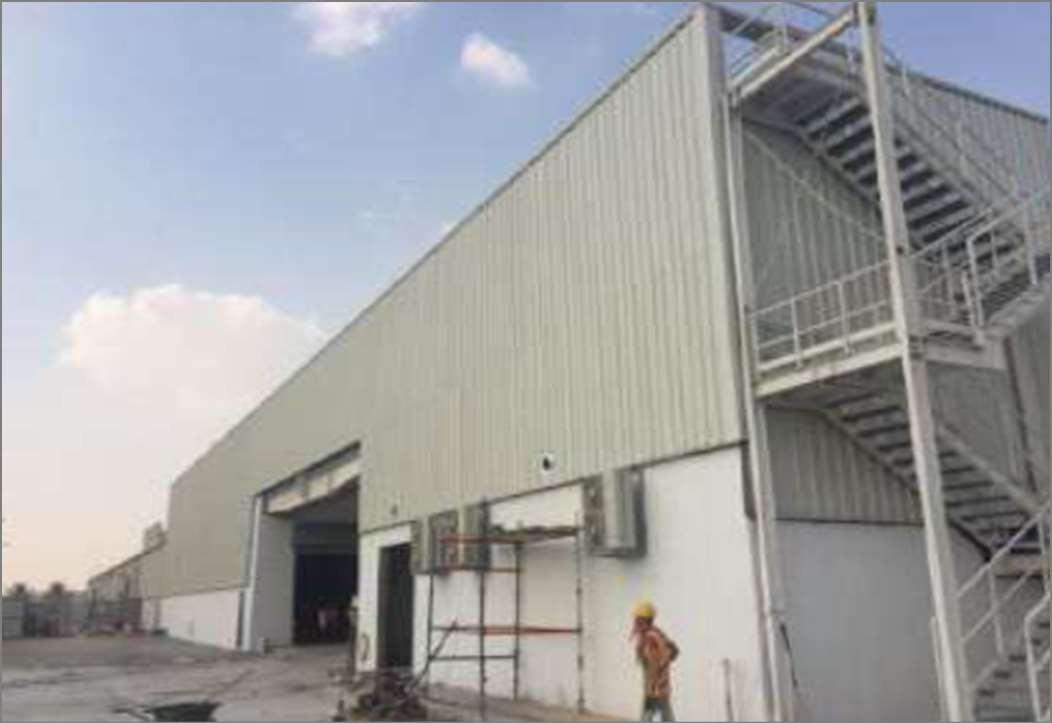Steel-frame industrial warehouse