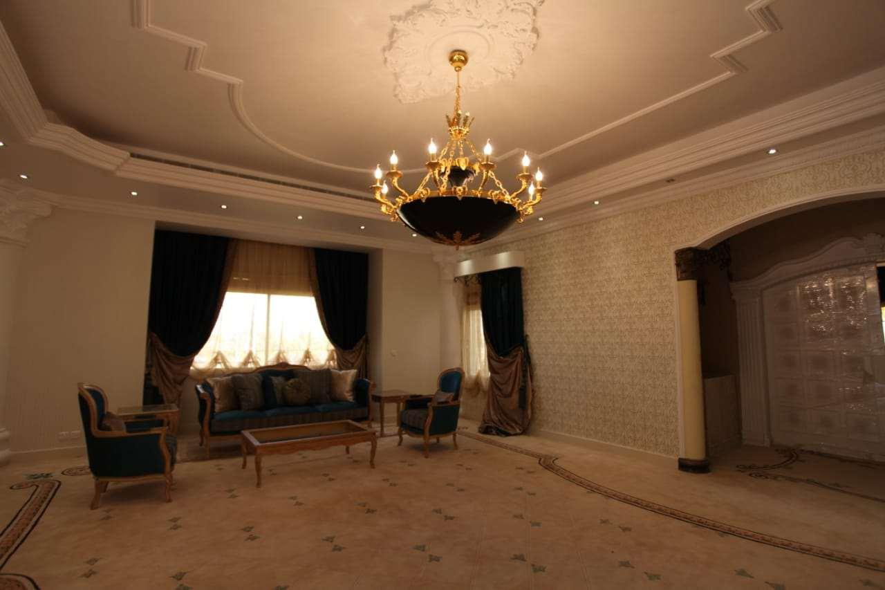 Classic salon interior with chandelier