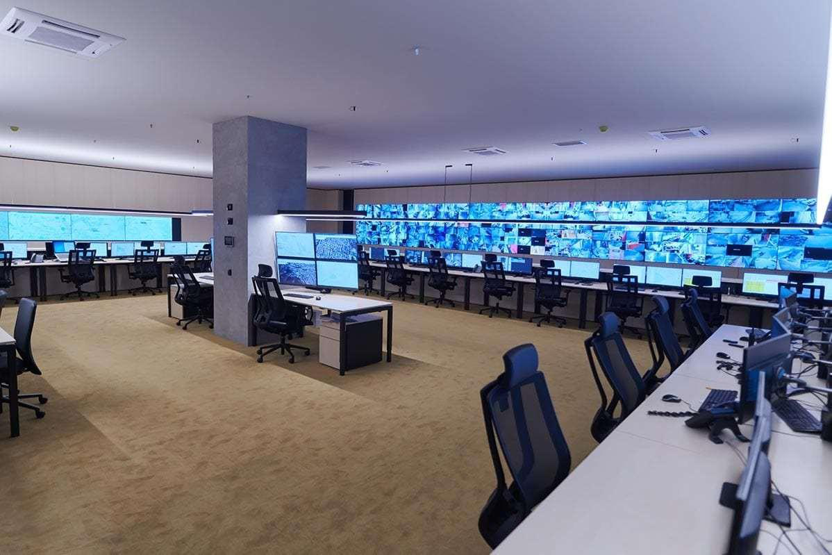 CCTV control room with video wall